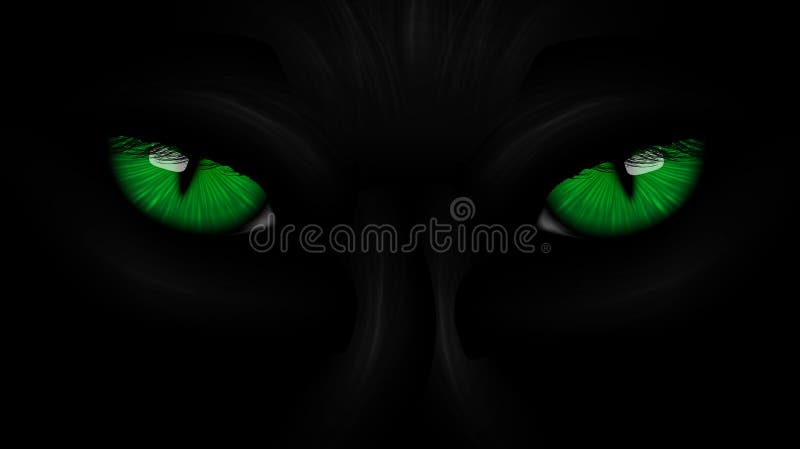 Pantera nera degli occhi verdi su buio