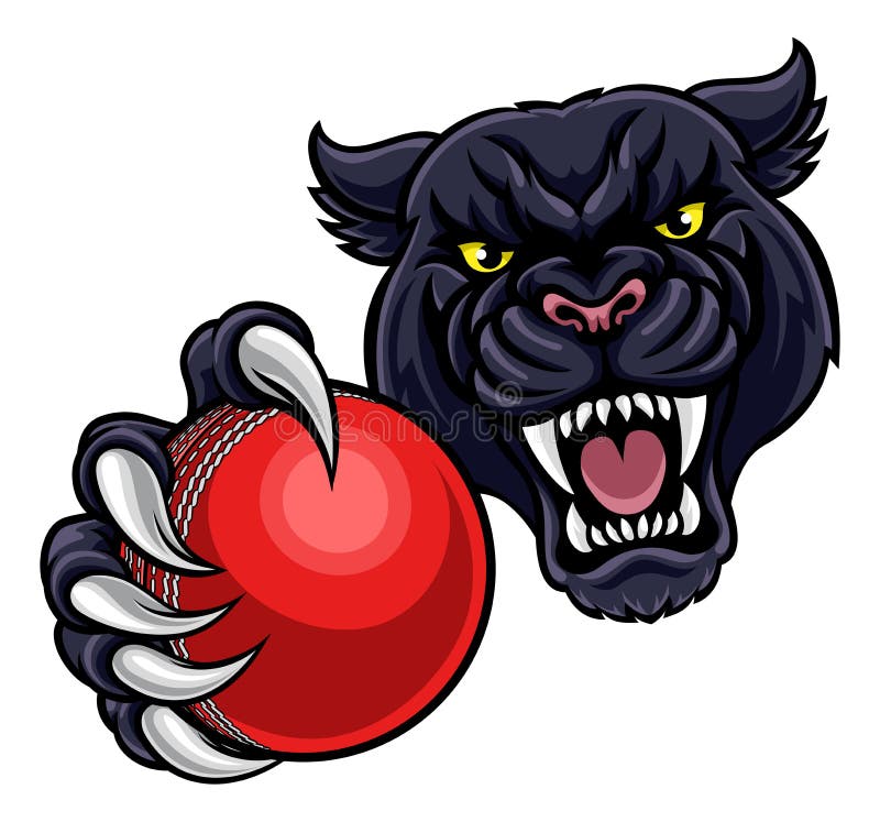 Pantera preta que guarda a mascote da bola de grilo ilustração royalty free Pantera preta que guarda a mascote da bola de grilo ilustração royalty free