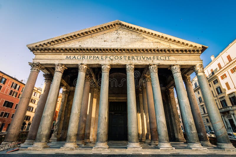 Pantheon in the morning, Rome, Italy, Europe. Rome ancient temple of all the gods. Rome Pantheon is one of the best known landmarks of Rome and Italy. Pantheon in the morning, Rome, Italy, Europe. Rome ancient temple of all the gods. Rome Pantheon is one of the best known landmarks of Rome and Italy