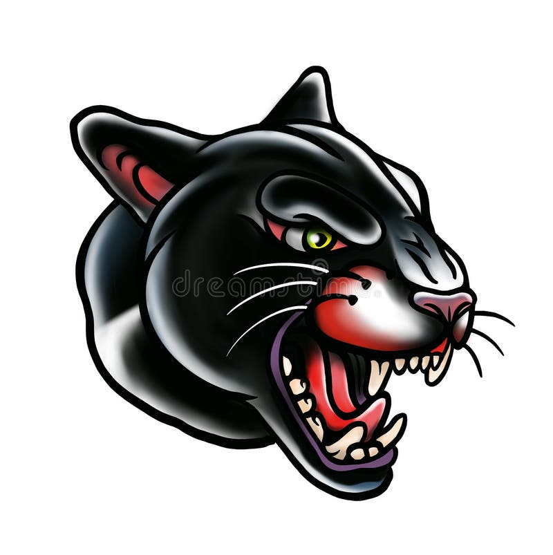 Panther Tattoo Executed in the Traditional Style Stock Illustration - Illustration of animal, skate: 196900657 Panther Tattoo Executed in the Traditional Style Stock Illustration - Illustration of animal, skate: 196900657
