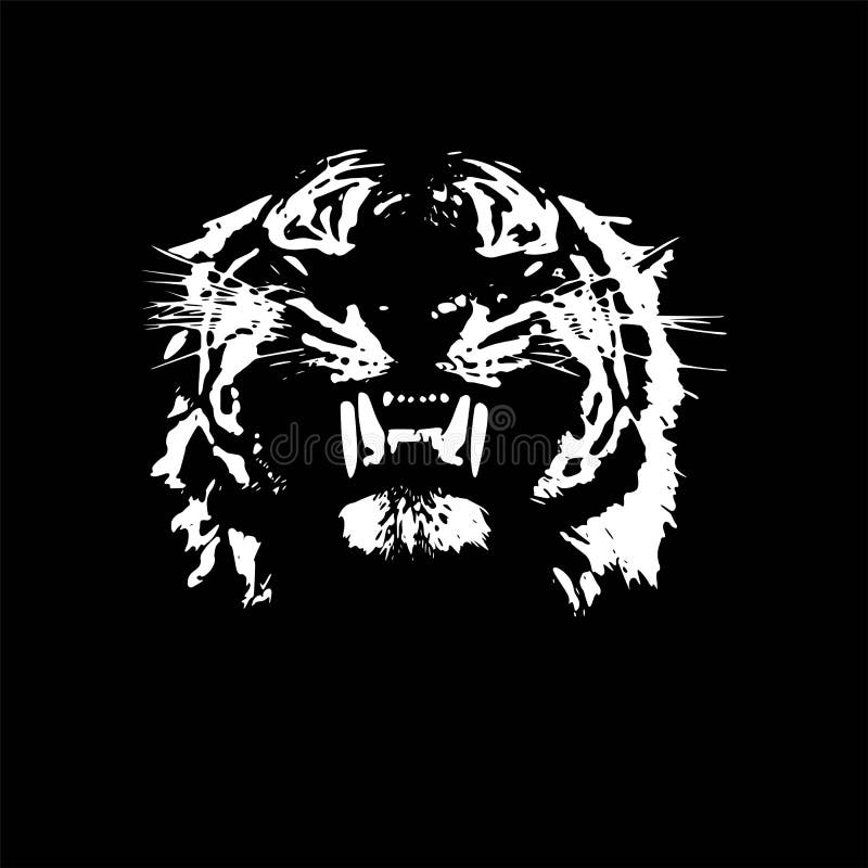 Tiger walking from dark. vector Logo design, on black background image