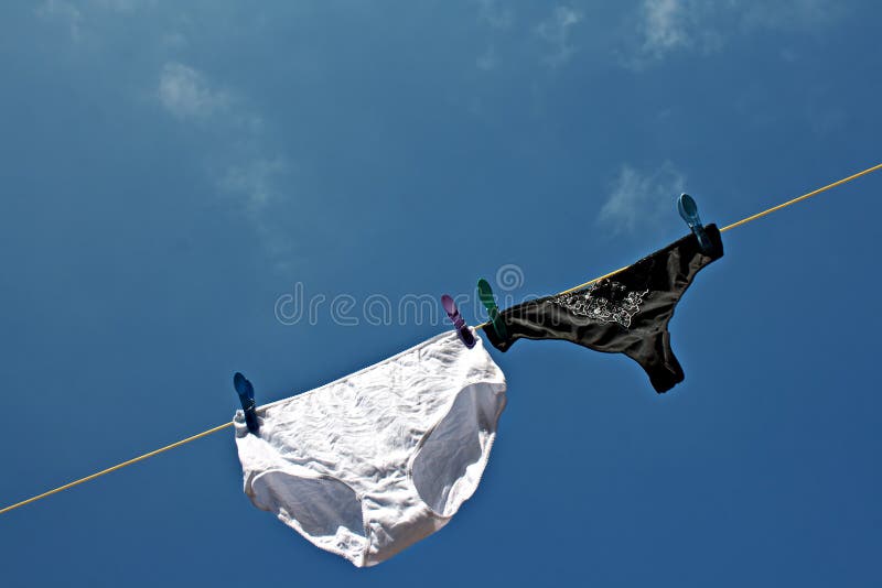 Panties Hanging on Washing Line To Dry Stock Photo Image of fresh