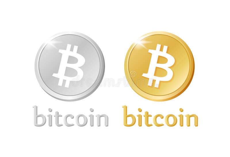 Bitcoin money stylized gold and silver icons. Crypto-currency internet or electronic coin. Isolated vector sign for business. Bitcoin money stylized gold and silver icons. Crypto-currency internet or electronic coin. Isolated vector sign for business