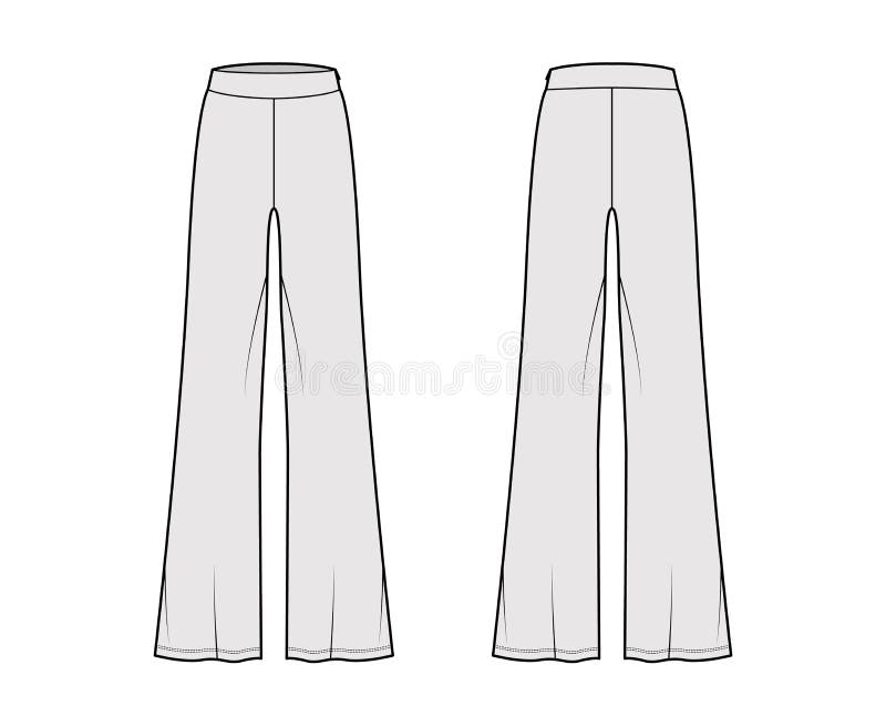 Pants Boot Cut Technical Fashion Illustration with Floor Length ...