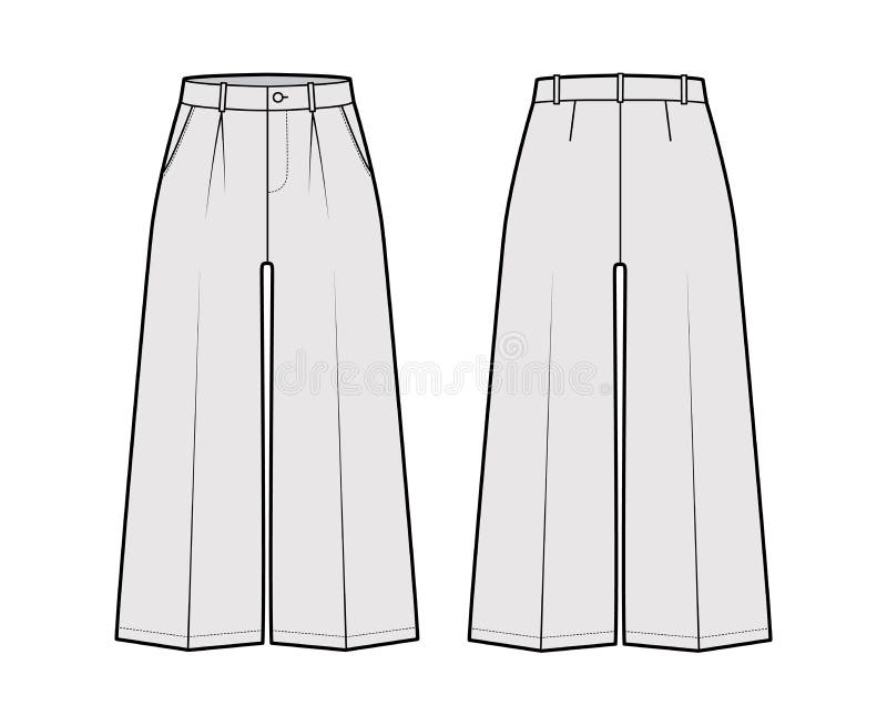 Pants Capri Technical Fashion Illustration with Normal Waist, Single ...