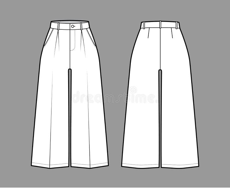 Pants Capri Technical Fashion Illustration with Normal Waist, Single ...