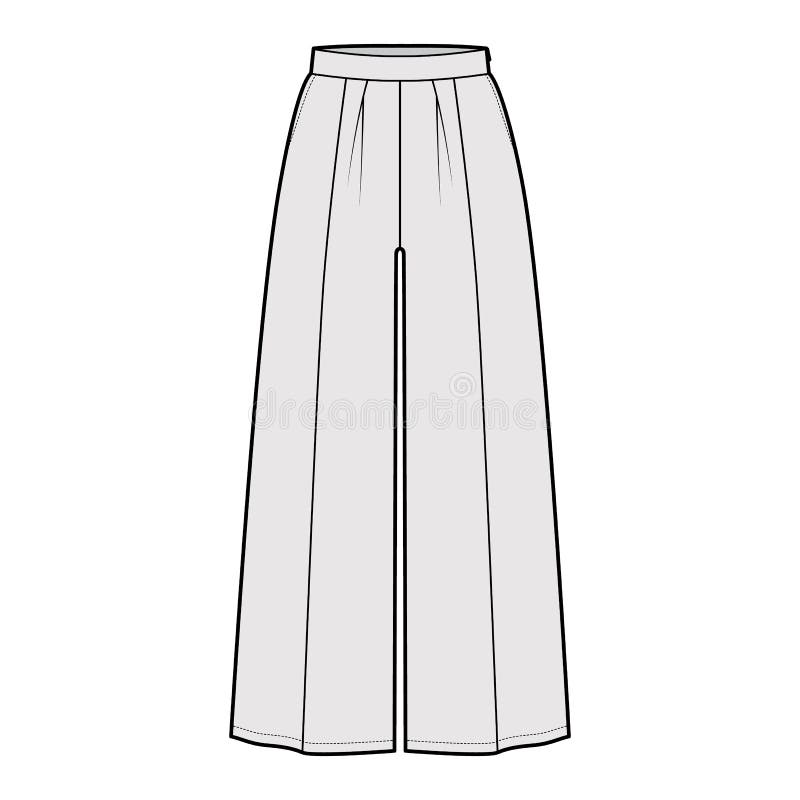 Pants Gaucho Technical Fashion Illustration with Low Normal Waist, High ...