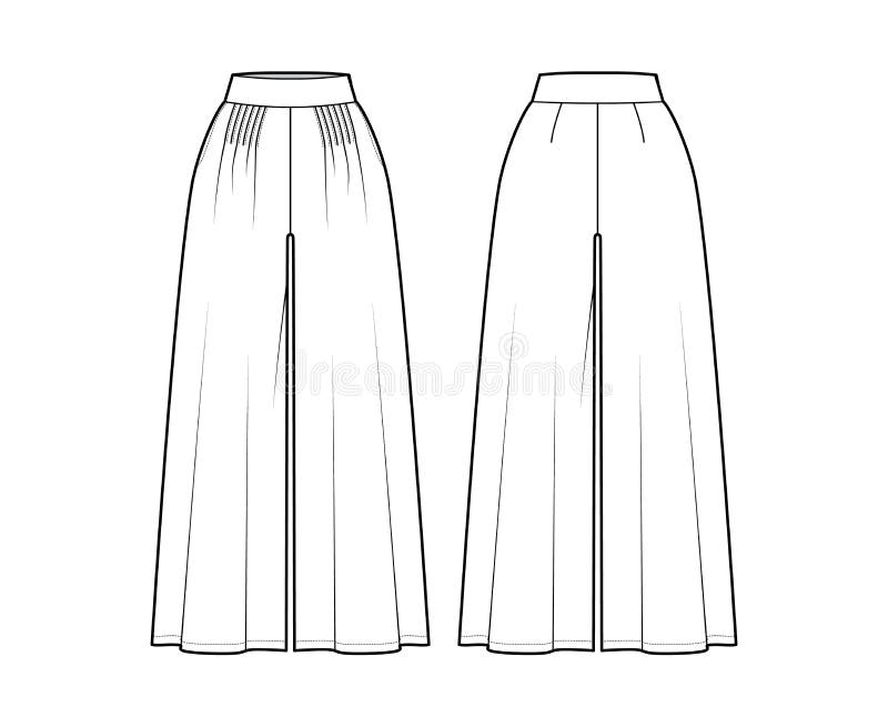 Pants Gaucho Technical Fashion Illustration with Normal Waist, High ...