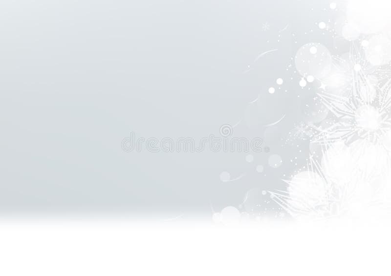 Pană albă care ninge pe podea cu stele care strălucesc în lumina iernii, care sărbătoresc fundalul abstract al sărbătorii vector illustration