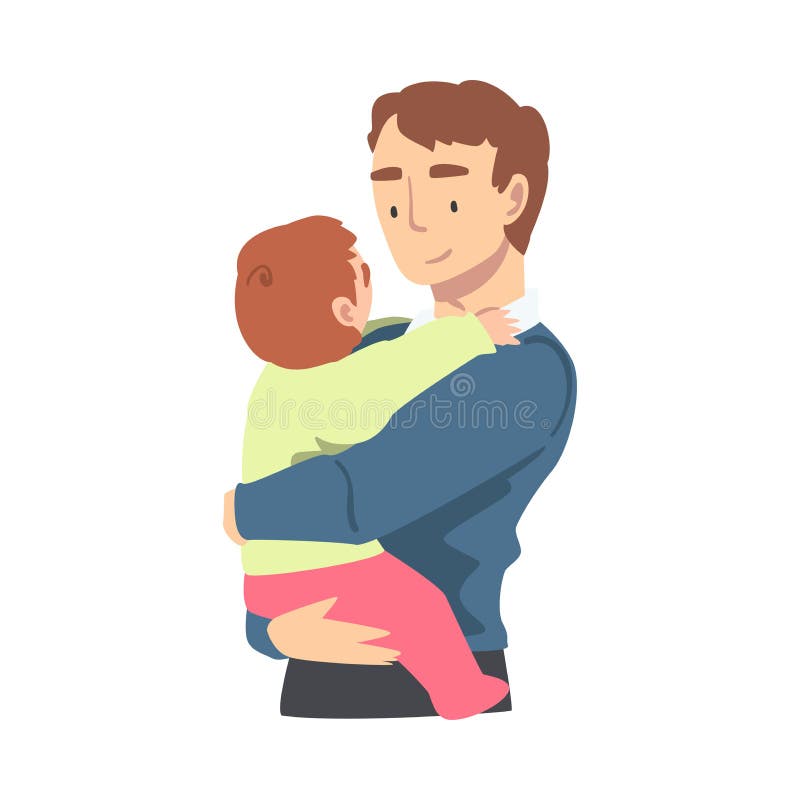 Papa Abrazando A Su Bebe Nino Feliz Paternidad Paternidad Y Cuidado De Los Ninos Dibujos Animados Vector Ilustracion Ilustracion Del Vector Ilustracion De Lindo Poco