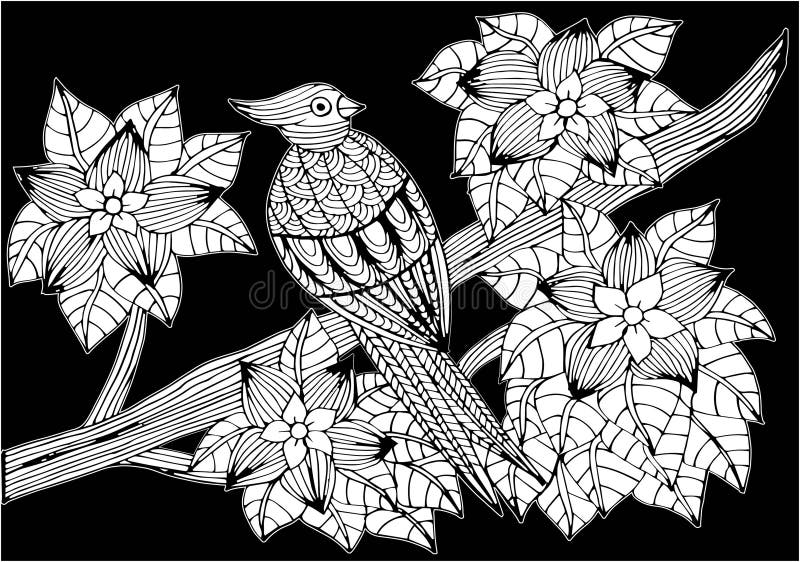 Desenho De Páginas Para Colorir Mandala Papagaio Ilustração
