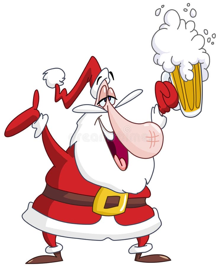 Christmas illustartion of a drunk Santa Claus with beer. Christmas illustartion of a drunk Santa Claus with beer