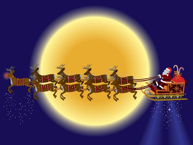 Papai Noel e rena ilustração stock Papai Noel e rena ilustração stock