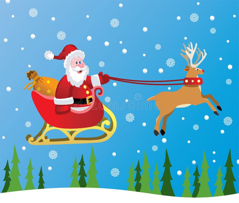 Papai Noel e rena cheirada vermelha ilustração do vetor Papai Noel e rena cheirada vermelha ilustração do vetor