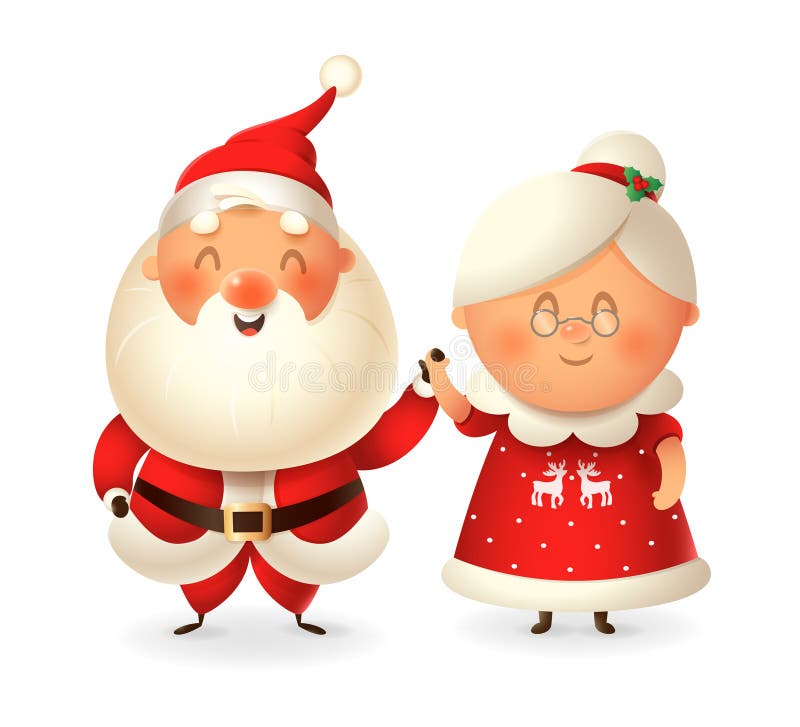 Santa Claus and his wife Mrs Claus celebrate holidays vector illustration isolated on transparent background. Santa Claus and his wife Mrs Claus celebrate holidays vector illustration isolated on transparent background