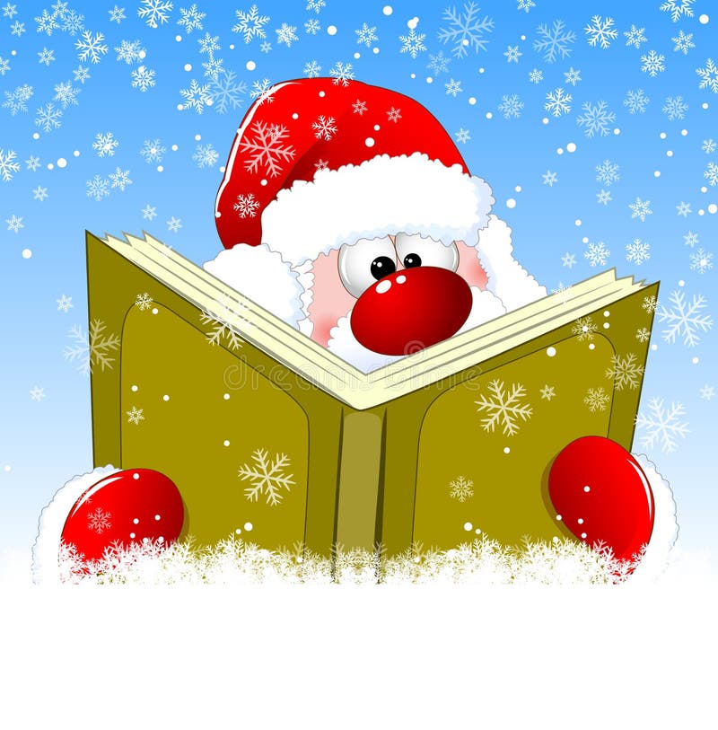 Papai Noel está lendo um livro ilustração royalty free Papai Noel está lendo um livro ilustração royalty free