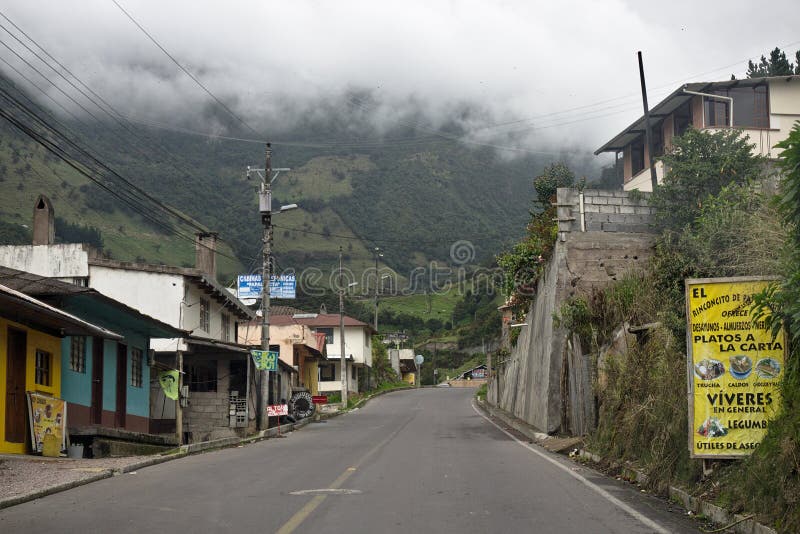 Papallacta with cloudy mountains in the background