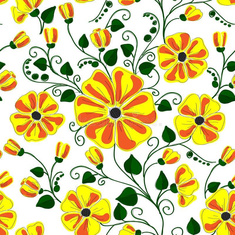 Papavers geschilderd viltpen naadloos patroon vector illustratie Papavers geschilderd viltpen naadloos patroon vector illustratie