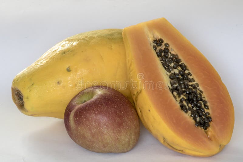 Papaya fruit and apple stock photo. Image of dessert 105139350