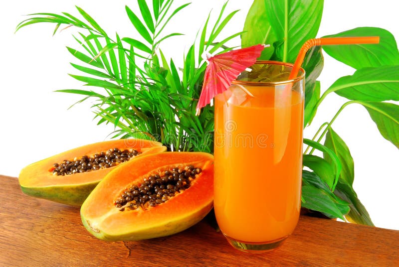 Papaya Fruit and Glass of Juice Stock Photo Image of green, coctail