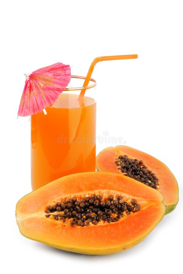 Papaya Fruit and Glass of Juice Stock Photo Image of nutrition, leaf