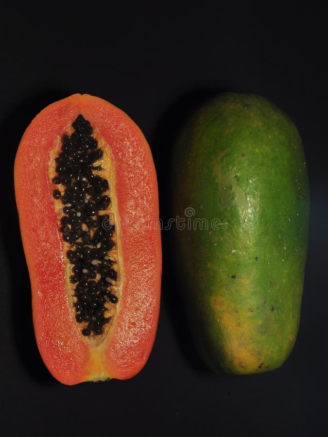 Papaya Fruit Isolated on Black Background Stock Photo Image of