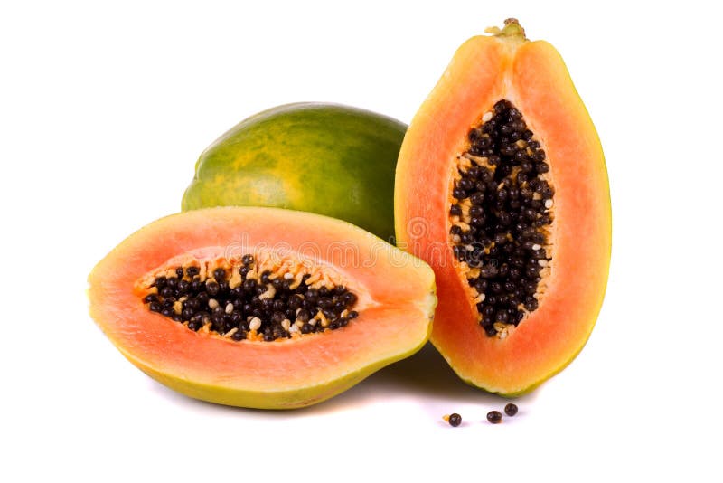 Papaya fruit on white