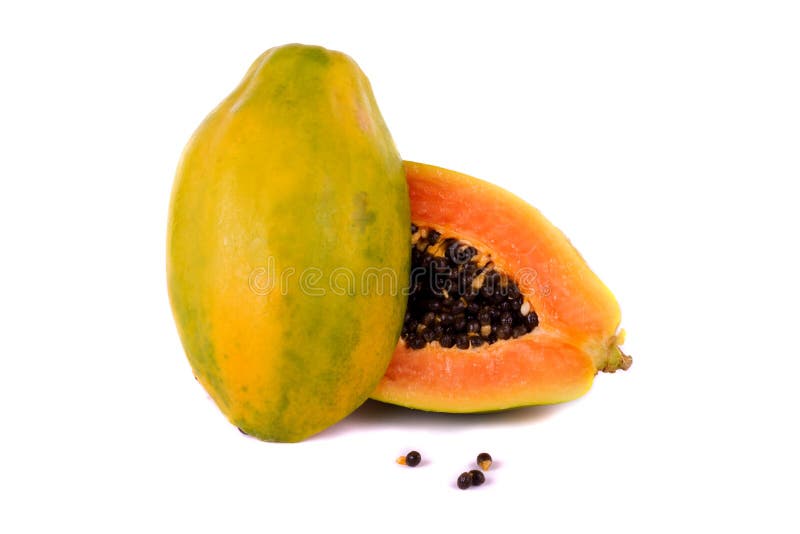 Papaya fruit on white