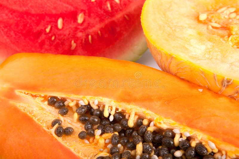 Papaya, Melon and Watermelon Stock Photo - Image of nature, organic