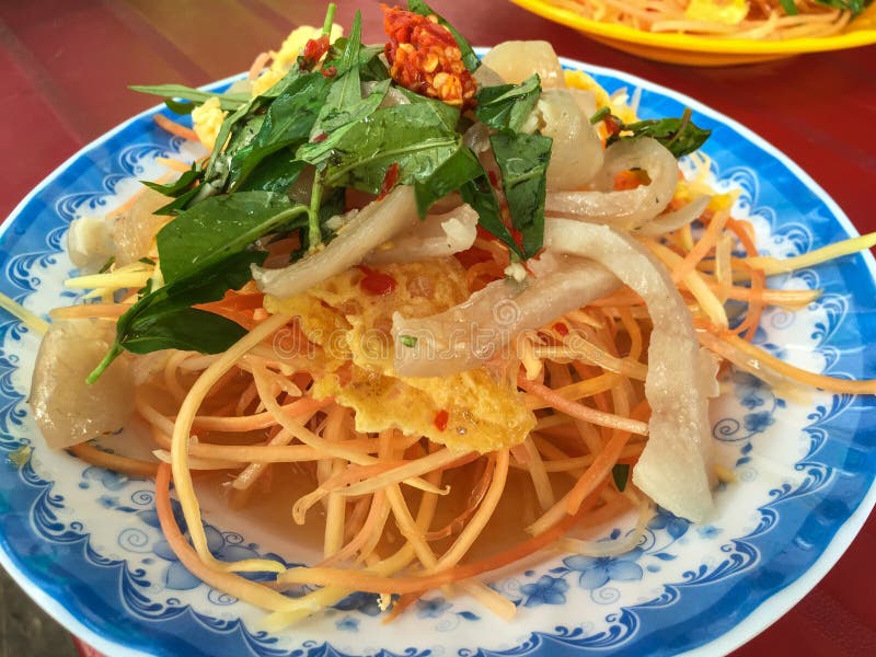 Papaya salad with pork stock photos Papaya salad with pork stock photos