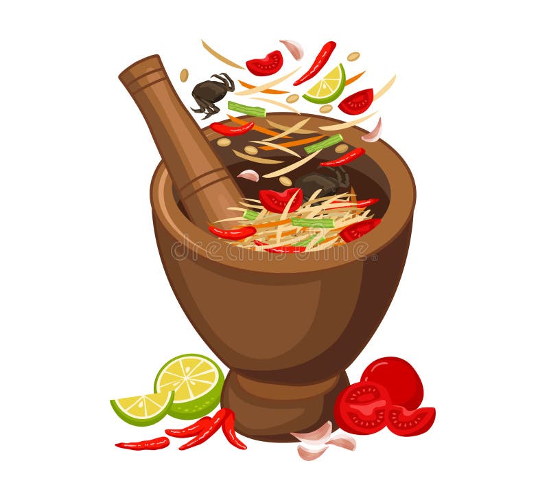 Papaya salad stock vector. Illustration of dish, eatery - 288327615