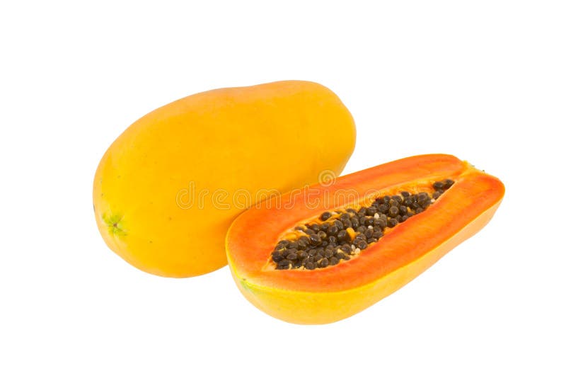 TWO pieces of sweet orange and one piece of Papaya isolated on white  background 9695160 Stock Photo at Vecteezy