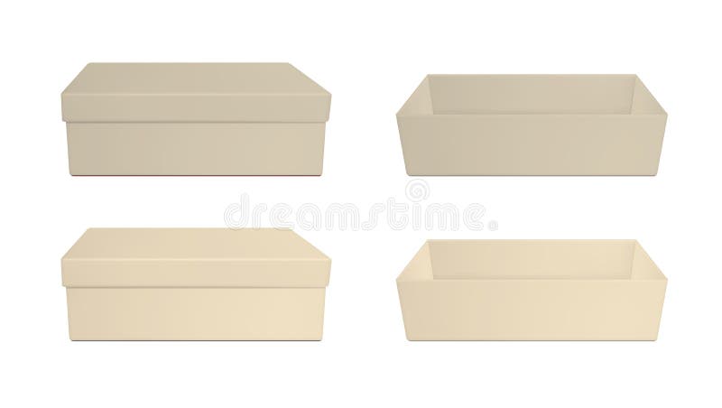 Papel de Brown o caja abierta y cerrada plástica para los juguetes, los zapatos o las FO stock de ilustración Papel de Brown o caja abierta y cerrada plástica para los juguetes, los zapatos o las FO stock de ilustración
