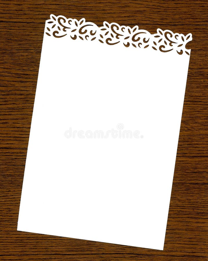 Papel de nota blanco con la frontera de lujo hecha a mano del recorte foto de archivo libre de regalías Papel de nota blanco con la frontera de lujo hecha a mano del recorte foto de archivo libre de regalías