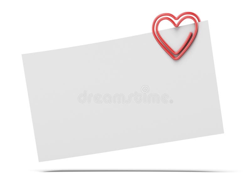Papel de nota e clipe de papel do coração imagens de stock royalty free Papel de nota e clipe de papel do coração imagens de stock royalty free