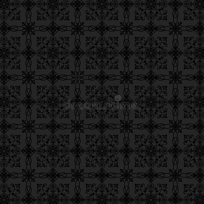 Papel de parede floral do carvão vegetal luxuoso ilustração do vetor Papel de parede floral do carvão vegetal luxuoso ilustração do vetor