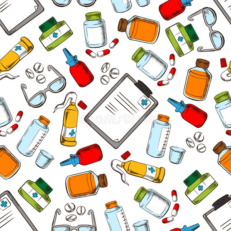Papel de parede médico Fundo do teste padrão de Seamles ilustração stock Papel de parede médico Fundo do teste padrão de Seamles ilustração stock