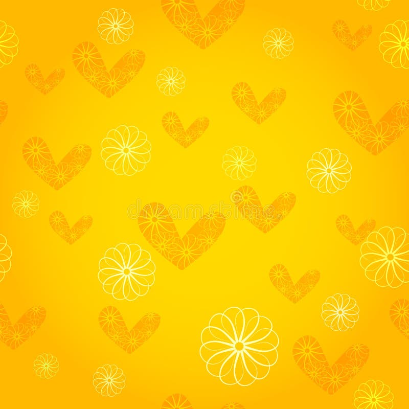 Papel pintado inconsútil con los corazones y las flores stock de ilustración Papel pintado inconsútil con los corazones y las flores stock de ilustración