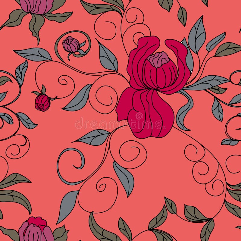Papel pintado inconsútil floral colorido ilustración del vector Papel pintado inconsútil floral colorido ilustración del vector
