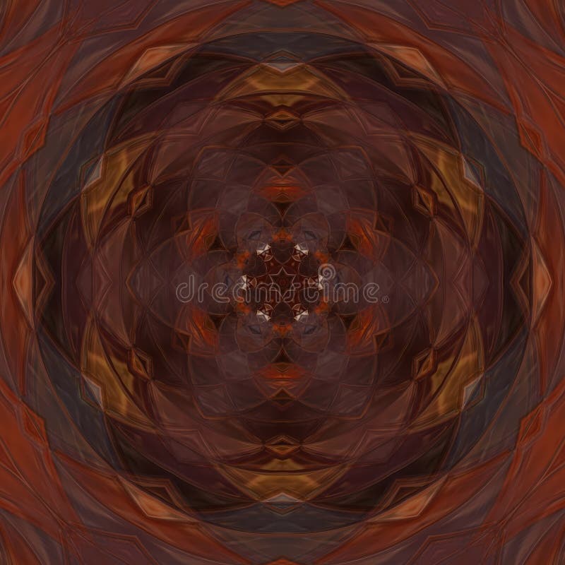 Papel pintado kaleidoscopo abstracto con matiz naranja y reflejos geométricos que crean un arte simétrico libre illustration