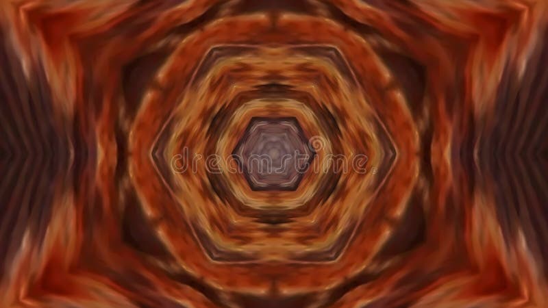 Papel pintado kaleidoscopo abstracto con matiz naranja y reflejos geométricos que crean un arte simétrico ilustración del vector