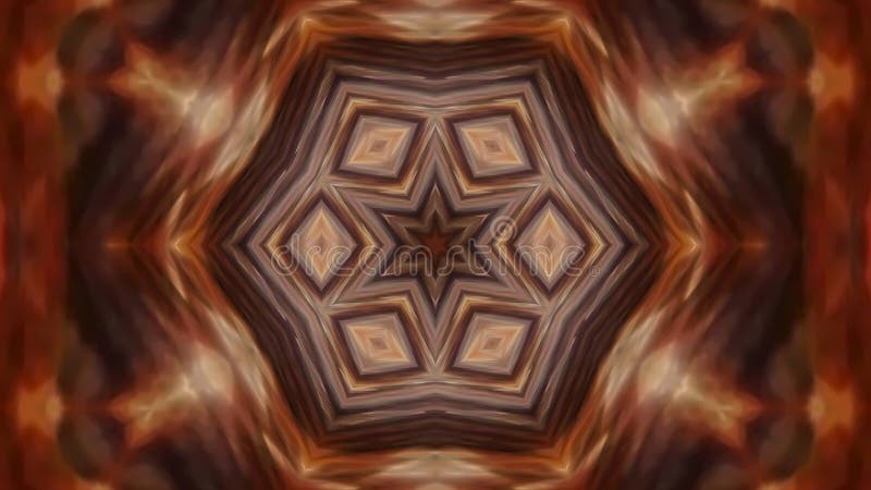 Papel pintado kaleidoscopo abstracto con matiz naranja y reflejos geométricos que crean un arte simétrico libre illustration