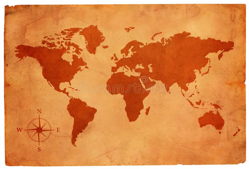 Papel velho com o mapa do mundo ilustração do vetor Papel velho com o mapa do mundo ilustração do vetor