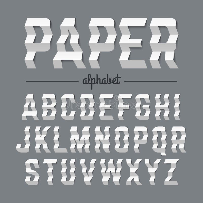 Paper Alphabet with Zigzag Folded Letters Stock Vector Illustration