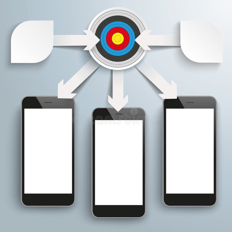Paper Arrows Big Flowchart Infographic Target 3 Smartphones vector illustration Paper Arrows Big Flowchart Infographic Target 3 Smartphones vector illustration