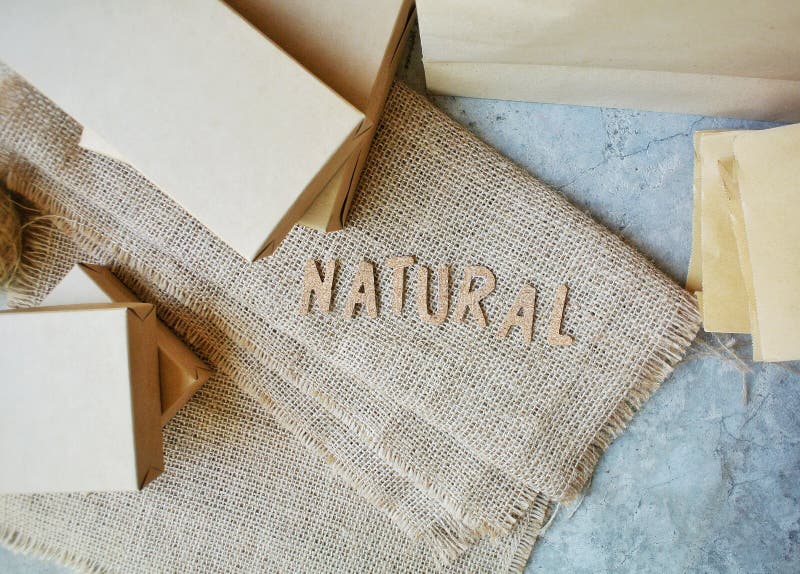 Paper bag,paper box. plastic bag with eco natural reusable. No plastic,Zero - Waste Plastic,Pollution and Environment stock image
