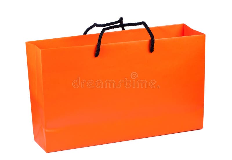 Paper Bag Bright Orange Color. Stock Photo Image of single, blank