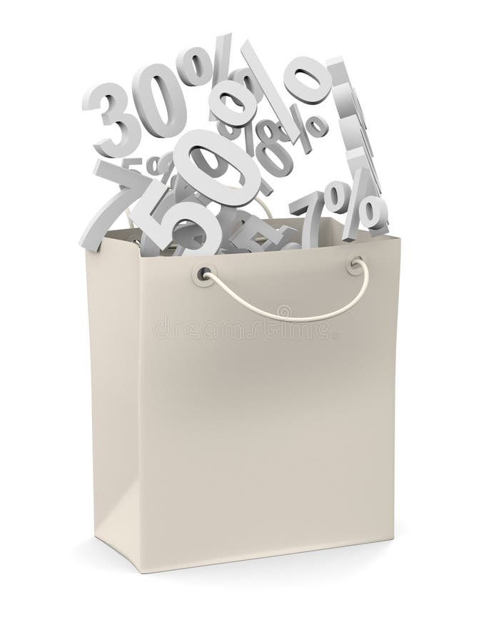 Paper Bag with Discount Rate Stock Illustration Illustration of