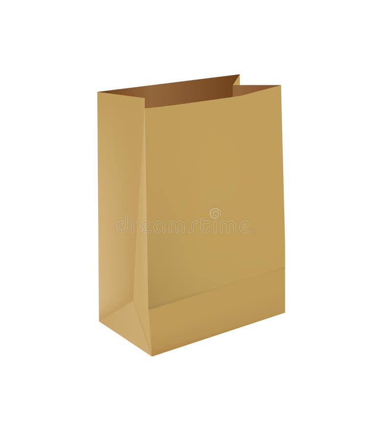 Paper Bag Packaging Diecut and 3d Bag Mockup Stock Vector