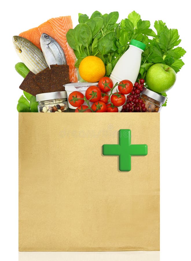 Paper bag with medical green cross stock photos Paper bag with medical green cross stock photos